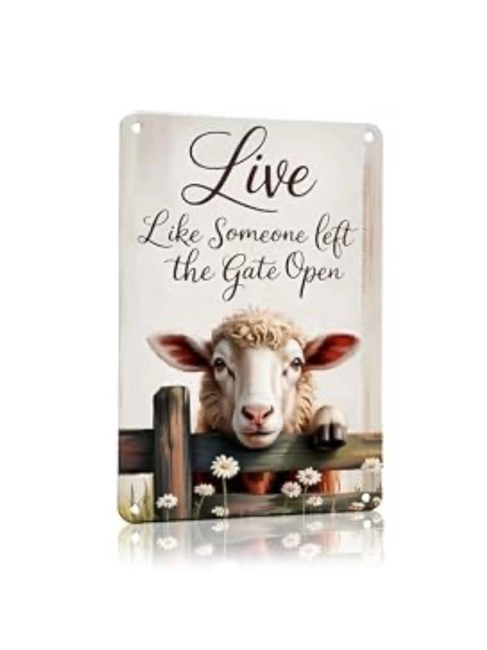 Farmhouse Sheep Metal Wall Sign Live Like Someone Left Gate Open 8x12 Decor